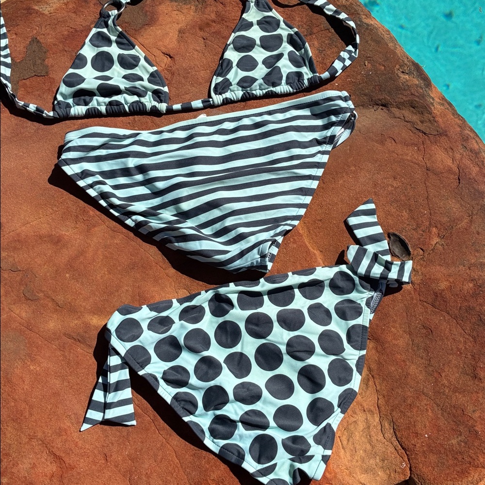 Mossimo Supply Co. Swim BIKINI in Mint and Charcoal 3 piece set L XL M - Picture 4 of 6